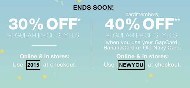 Coupon for: Gap, Take up to 40% off