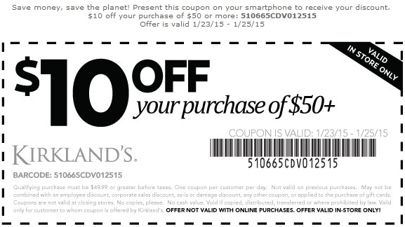 Coupon for: Kirkland's Printable Coupon, Last weekend to save on specials