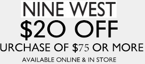 Coupon for: Nine West, Save $20 on your purchase