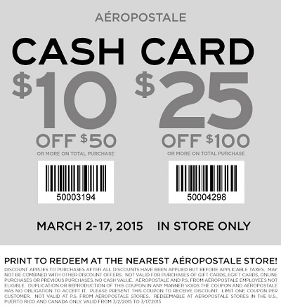 Coupon for: Aéropostale, Dive into savings