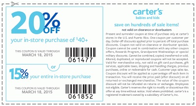 Coupon for: carter's, Sale coupon