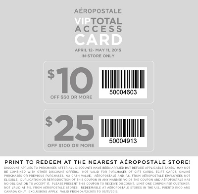 Coupon for: Aéropostale, Save with printable coupon