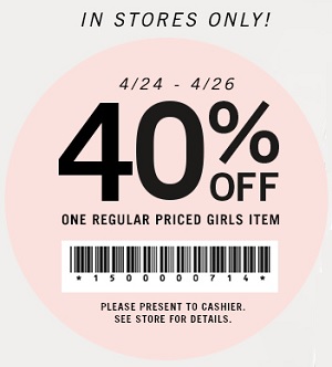 Coupon for: Forever 21, One Girls Item with discount