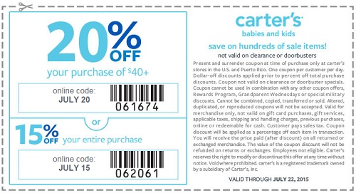 Coupon for: carter's, save with sale coupon