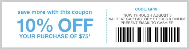 Coupon for: Save more with coupon at Gap Factory Stores