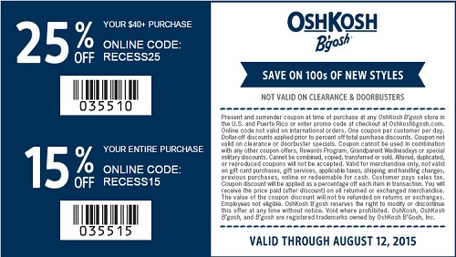 Coupon for: Save with sale coupon at OshKosh B'gosh