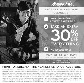 Coupon for: Print the coupon and save at Aéropostale
