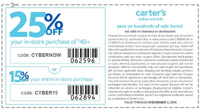 Coupon for: Cyber Sale 2015 is still on at carter's