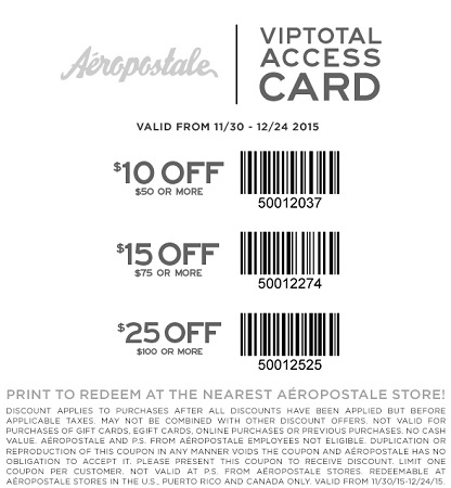 Coupon for: Save with printable coupon at Aéropostale