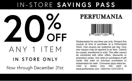 Coupon for: Shopping with printable coupon at Perfumania
