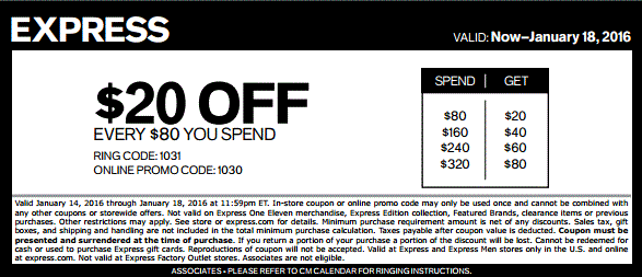 Coupon for: Buy more save more at Express locations