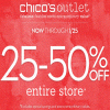 Thumbnail for coupon for: Huge savings from Chico's Outlet