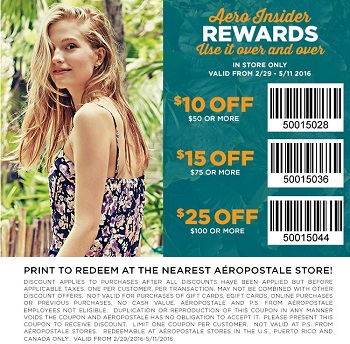 Coupon for: Print a coupon and save at Aéropostale locations