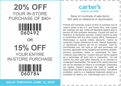 Coupon for: Save with coupon at carter's