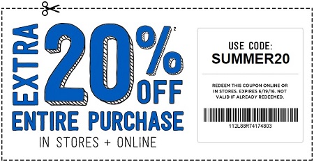 Coupon for: Save with coupon at Crazy 8 stores and online