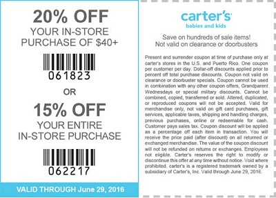 Coupon for: U.S. carter's deal: save with coupon