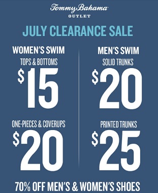 Coupon for: Clearance Sale at Tommy Bahama Outlets