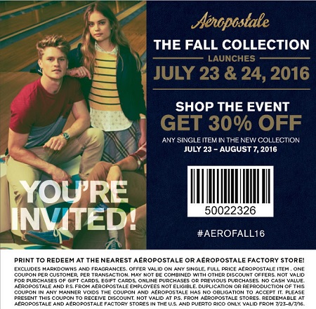 Coupon for: Shop new collection with discount at Aéropostale