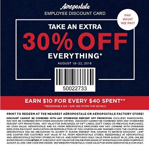Coupon for: Everything on sale at Aéropostale stores
