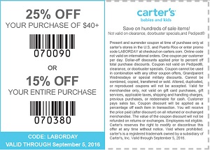 Coupon for: Shop Labor Day Sale at carter's