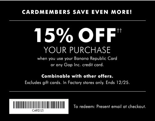 Coupon for: Save big right now at Banana Republic Factory Stores