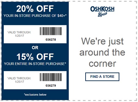 Coupon for: Print OshKosh B'gosh coupon and save money