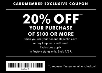Coupon for: Special offer for Banana Republic Cardmembers