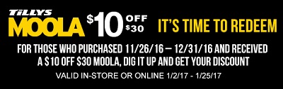 Coupon for: Redeem your TILLYS Moola right now