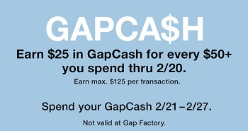Coupon for: U.S. Gap Deal: GapCash is back
