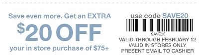 Coupon for: Last call for savings with printable coupon at Gap Factory
