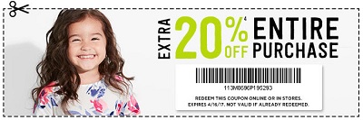 Coupon for: Crazy 8 printable coupon: Extra 20% off