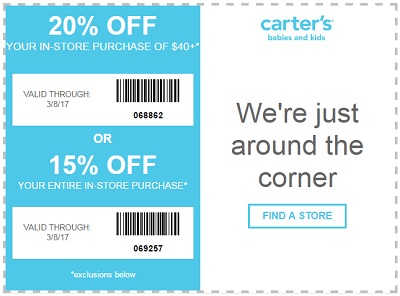 Coupon for: Last day to redeem carter's printable coupon