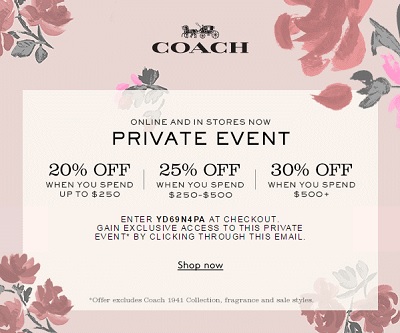Coupon for: Shop Coach Private Event right now