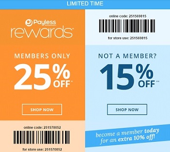 Coupon for: U.S. Payless ShoeSource Deal: Up to 25% off