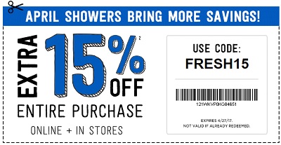 Coupon for: April showers bring new savings at U.S. Crazy 8