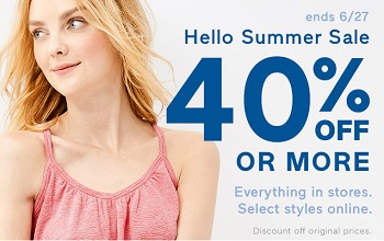 Coupon for: Hello Summer Sale is on at U.S. Gap Factory
