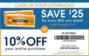 Coupon for: Use printable coupon or GymBucks and save at U.S. Gymboree stores